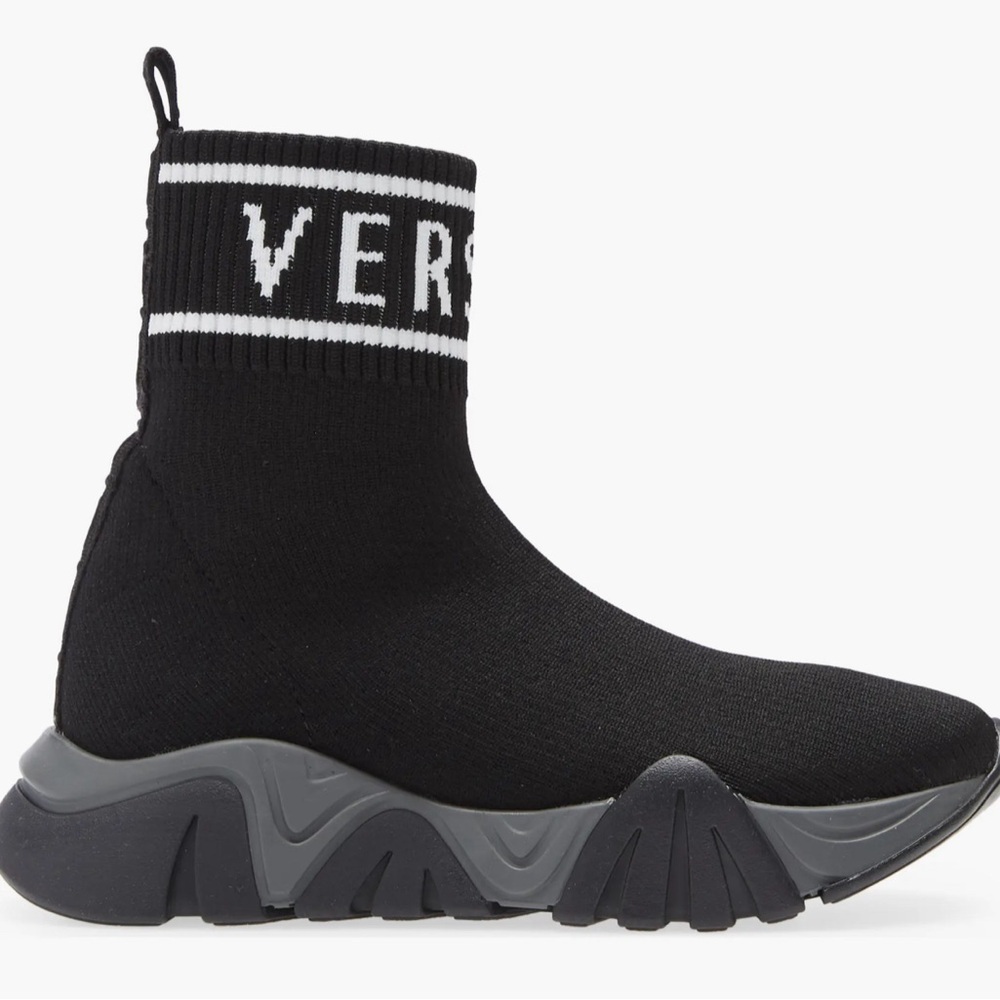 Versace Squalo Logo High Top Sock Sneaker 5.5 US - Picture 5 of 5